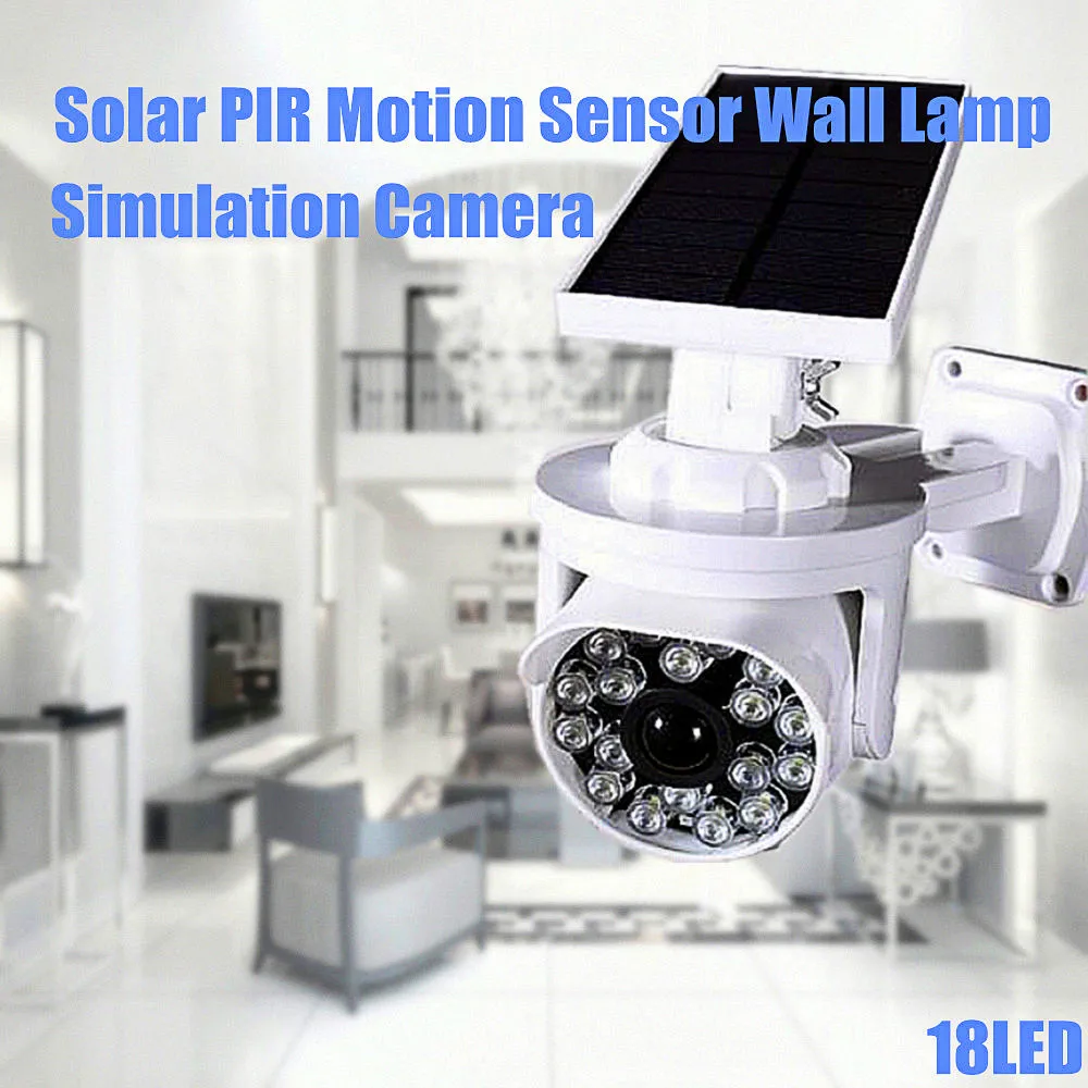 18LED Solar Simulation Camera Monitoring PIR Motion Sensor Wall Lamp Waterproof IP66 For Patio Front Door Garage Security Light | Лампы и
