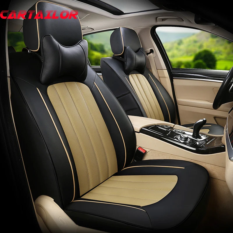 

CARTAILOR Car Seat Cover Leather Styling for Infiniti Q50 Seat Covers Cars Cowhide & Leatherette Accessories Set Auto Supports