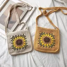 Hollow Cotton Woven Shoulder Bag Women Sunflower Crossbody Bag Fashion Vintage Designer Small Square Handbags Casual Purses 2021
Hollow Cotton Woven Shoulder Bag Women Sunflower Crossbody Bag Fashion Vintage Designer Small Square Handbags Casual Purses 2021