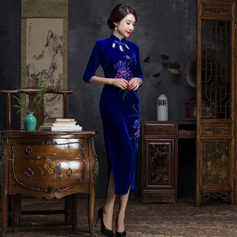 2019 New Arrival Autumn And Winter New Women's Long Dress Velvet Printing Slim Cheongsam Authentic Wholesale Dinner Toast Mom
2019 New Arrival Autumn And Winter New Women's Long Dress Velvet Printing Slim Cheongsam Authentic Wholesale Dinner Toast Mom