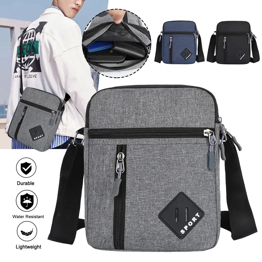 

Men Bag Messenger Backpack Shoulder Bags Men's Simple Casual Waterproof Oxford Cloth Pocket Travel Business Handbag