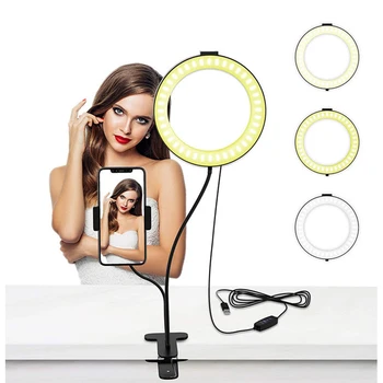 6.3 Inch LED Desktop Selfie Ring Light Phone with Stand Photography Flexible Holder Clip USB Plug for YouTube Makeup Video Photo
6.3 Inch LED Desktop Selfie Ring Light Phone with Stand Photography Flexible Holder Clip USB Plug for YouTube Makeup Video Photo