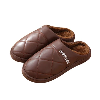 PU Leather Warm Winter Home Slippers Non-Slip Thick Warm House Shoes Cotton Women Men Slippers
PU Leather Warm Winter Home Slippers Non-Slip Thick Warm House Shoes Cotton Women Men Slippers