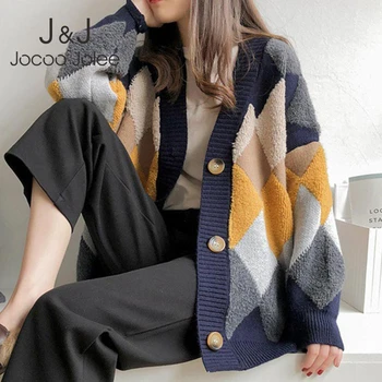 Jocoo Jolee Women Color Block Cardigans Autumn Winter Pliad V Neck Single Breasted Puff Sleeve Loose Sweater Coats Casual Jacket
Jocoo Jolee Women Color Block Cardigans Autumn Winter Pliad V Neck Single Breasted Puff Sleeve Loose Sweater Coats Casual Jacket