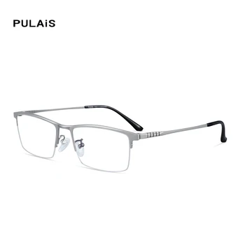 

PULAIS Pure Titanium Glasses Frame Men Semi Rimless Eyeglasses Frames Ultralight Optical Spectacles Computer Glasses Husband