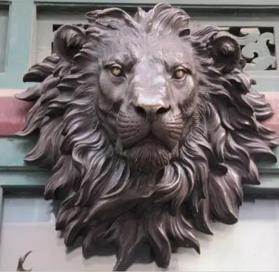 Огромная плоская бронзовая скульптура с головой льва статуя искусство подвесная