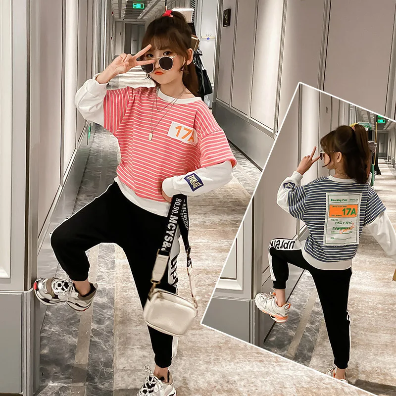 Girl'S Suit 2020 Spring Children New Style Korean-style Fashionable Big Boy Western Style GIRL'S Stripes Sports Two-Piece Set
Girl'S Suit 2020 Spring Children New Style Korean-style Fashionable Big Boy Western Style GIRL'S Stripes Sports Two-Piece Set