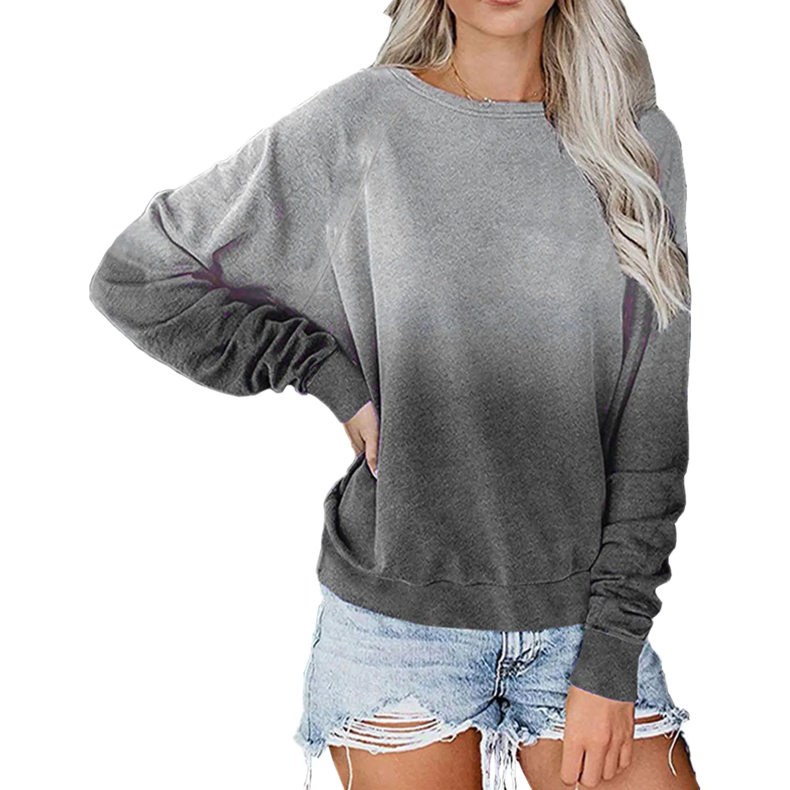 Women\u2019s Gradient Print Pullover Tops, Long Sleeve Crewneck Color Block Loose Fit Sweatshirts
Women\u2019s Gradient Print Pullover Tops, Long Sleeve Crewneck Color Block Loose Fit Sweatshirts