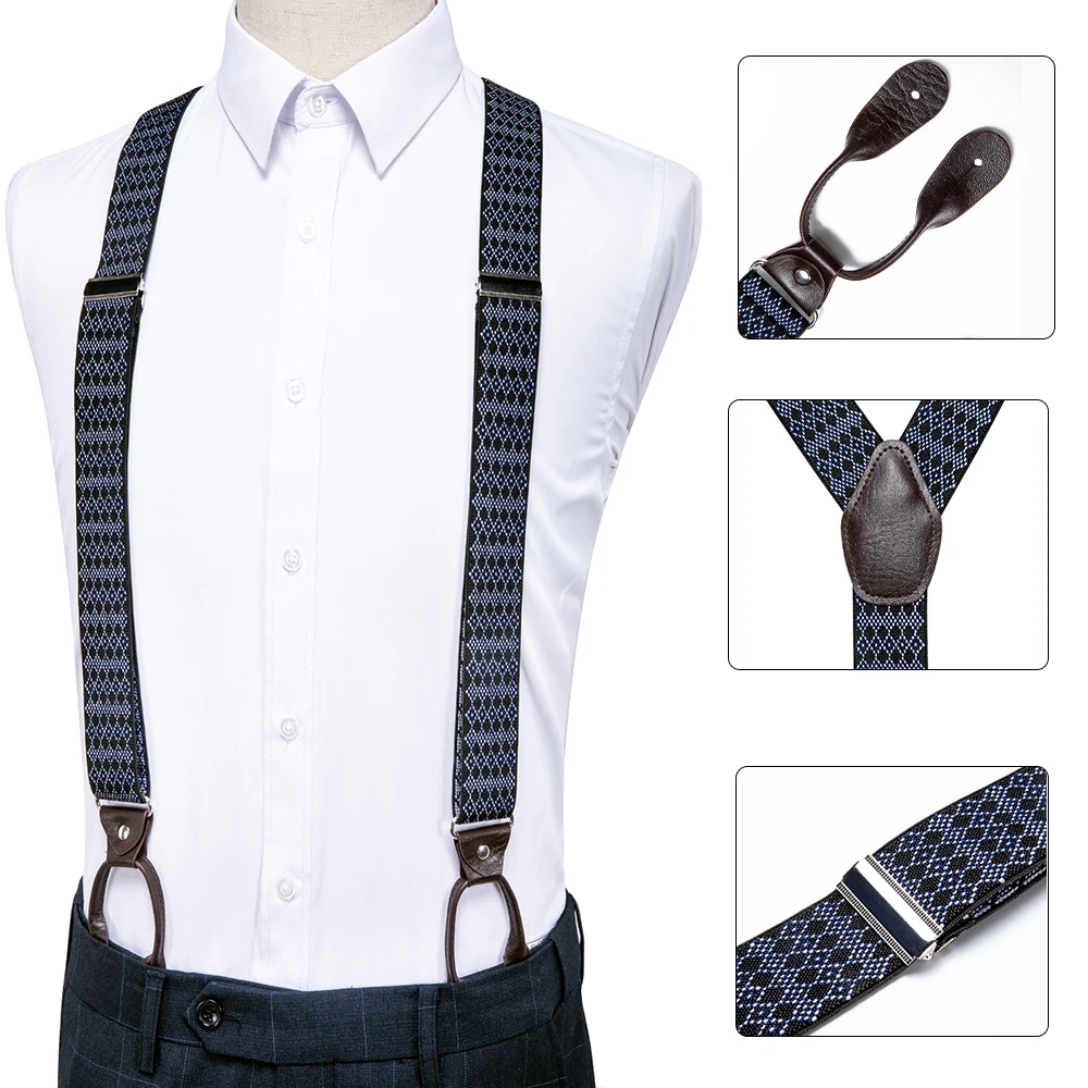 DiBanGu Mens Suspender Leather Black White Plaid Design 6 Button Fashion Brace Strap Suspensorio Adjustable Ligas Tirante BD-521 
DiBanGu Mens Suspender Leather Black White Plaid Design 6 Button Fashion Brace Strap Suspensorio Adjustable Ligas Tirante BD-521