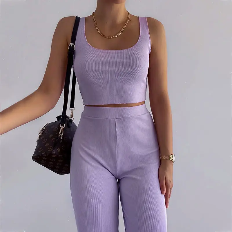 Modish Female 2020 Fall Winter Design Two Piece Sets Sleeveless Tank Tops Sport Style Ankle Length Pant Purple Women's Tracksuit
Modish Female 2020 Fall Winter Design Two Piece Sets Sleeveless Tank Tops Sport Style Ankle Length Pant Purple Women's Tracksuit