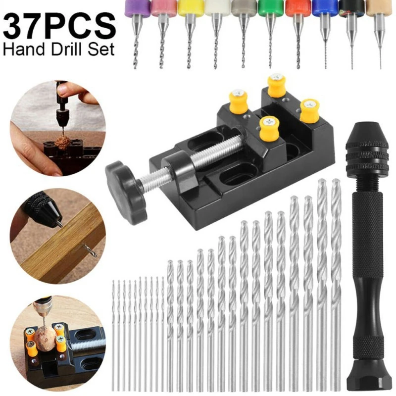 37 Pieces Hand Drill Set Include Pin Vise Hand Drill with Mini Drills Twist Drills and Vice for -Craft Carving DIY
37 Pieces Hand Drill Set Include Pin Vise Hand Drill with Mini Drills Twist Drills and Vice for -Craft Carving DIY