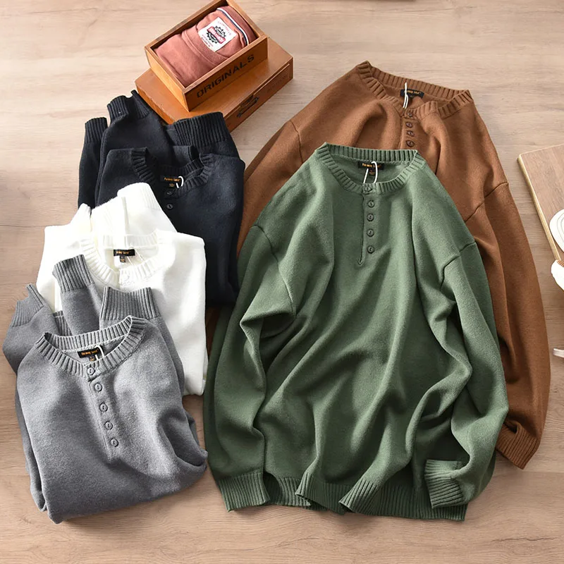 Autumn Winter New Japanese Retro Henry Collar Solid Color Sweater Men's Fashion Washed Loose Casual Couples Pullover Knitwear
Autumn Winter New Japanese Retro Henry Collar Solid Color Sweater Men's Fashion Washed Loose Casual Couples Pullover Knitwear
