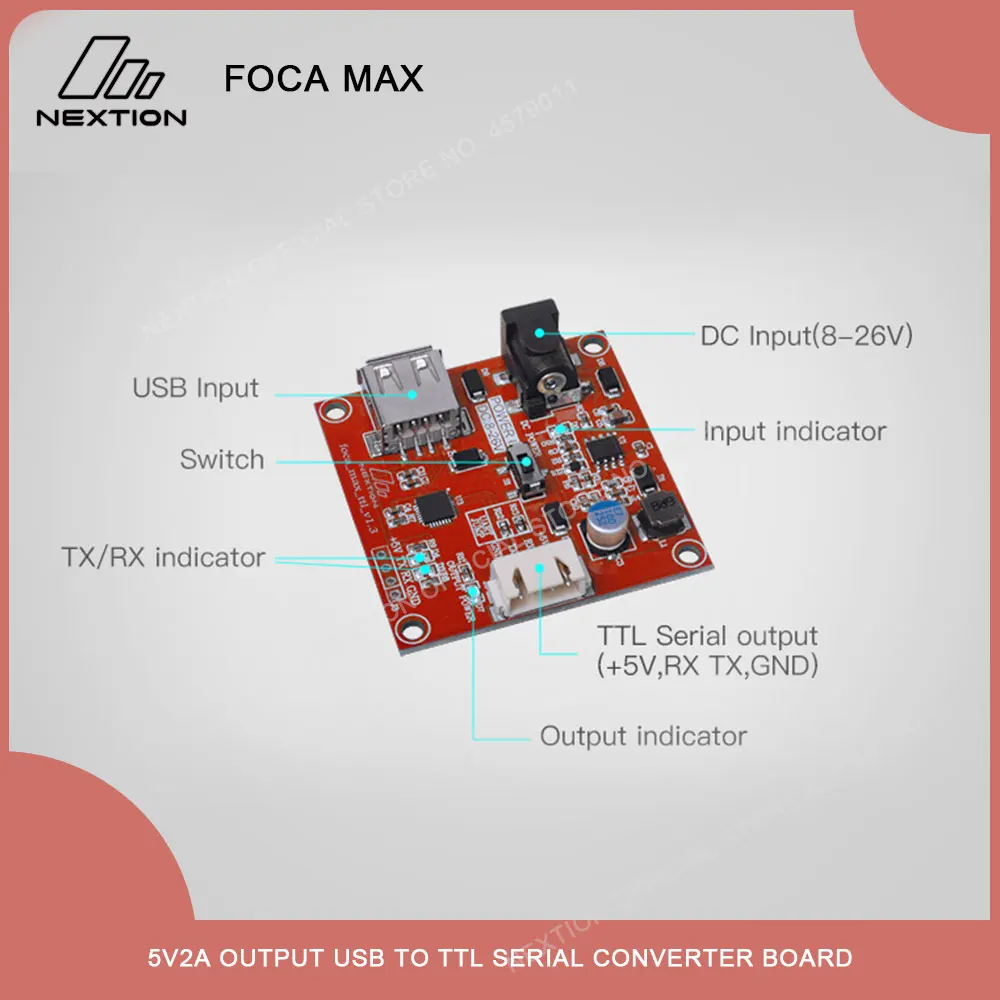 Плата последовательного преобразователя NEXTION Foca Max 5 В 2 а с USB на TTL для Nextion HMI