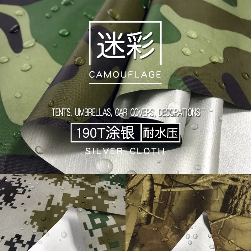 size 1*1.5 meter width 190T poly taffeta camouflage Oxford fabric printed silver waterproof 1500mm fabric outdoor tents
size 1*1.5 meter width 190T poly taffeta camouflage Oxford fabric printed silver waterproof 1500mm fabric outdoor tents