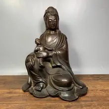 Home Decor 8"Tibet Buddhism Temple Old Bronze Cinnabars Give off Guanyin Bodhisattva Statue Enshrine the Buddha
Home Decor 8"Tibet Buddhism Temple Old Bronze Cinnabars Give off Guanyin Bodhisattva Statue Enshrine the Buddha