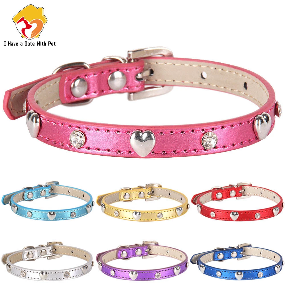 Cat Collar for Small dog Puppy PU Leather Personalized Rhinestone Love Accessories Cat Necklace Strap 8 Colors Pet Product
Cat Collar for Small dog Puppy PU Leather Personalized Rhinestone Love Accessories Cat Necklace Strap 8 Colors Pet Product