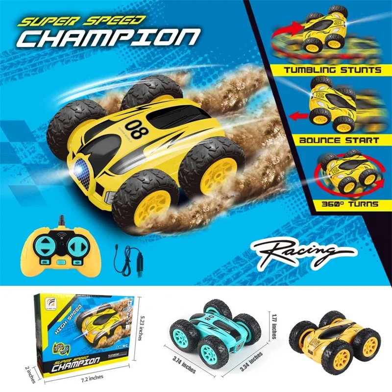 Mini RC Car High-speed Double-sided Stunt Car Remote Control Light Four-wheel Drive Flipping Climbing Drifting Stunt Car Boy Toy
Mini RC Car High-speed Double-sided Stunt Car Remote Control Light Four-wheel Drive Flipping Climbing Drifting Stunt Car Boy Toy