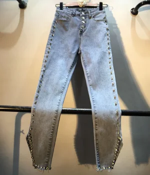 2020 Spring Summer New Jeans Girls Diamond Beads Irregular Trousers High-waisted Slim Jeans Women's Skinny Stretch Pencil Pants
2020 Spring Summer New Jeans Girls Diamond Beads Irregular Trousers High-waisted Slim Jeans Women's Skinny Stretch Pencil Pants