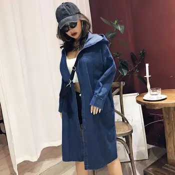 2019 Autumn Denim Windbreaker Women Long Hoody Loose Trench Coat Casual Black Black Overcoat Outwear
2019 Autumn Denim Windbreaker Women Long Hoody Loose Trench Coat Casual Black Black Overcoat Outwear