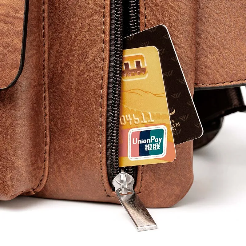 Generic PU Leather Waist Bag Men Travel Waist Pack Small Fanny Pack