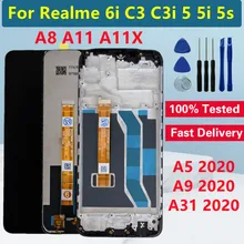 Écran tactile LCD de 6.5 pouces pour Realme 6i C3 5 5i 5s, cadre pour OPPO A5 2020 A9 2020 A8 2019 A31A11 A11X, Original=