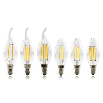 

LED Bulb E14 2W 4W 6W AC 220V 230V 240V C35 Glass shell 360 Degree vintage LED candle light C35L edison LED Filament lamp