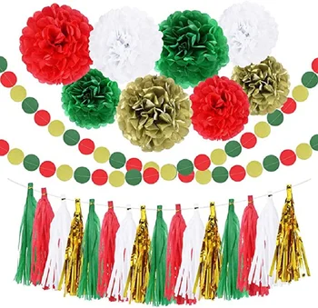 Christmas Party Decorations Hanging Paper Banner Garland Tassel Tissue Pom Pom Flowers for Christmas (Red,Green,White,Gold)
Christmas Party Decorations Hanging Paper Banner Garland Tassel Tissue Pom Pom Flowers for Christmas (Red,Green,White,Gold)