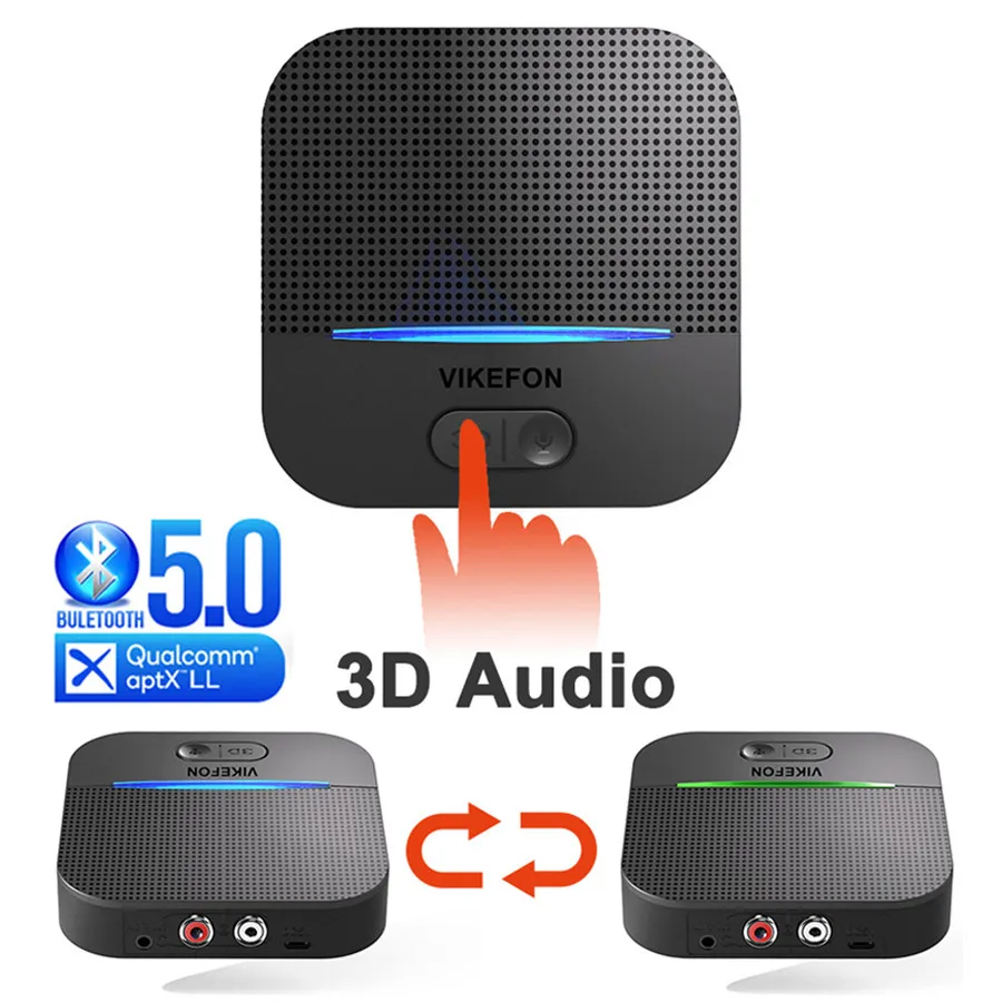 Аудиоприемник Bluetooth 5 0 RCA беспроводной адаптер для музыки с 3D AptX LL 20H 50 м микрофоном