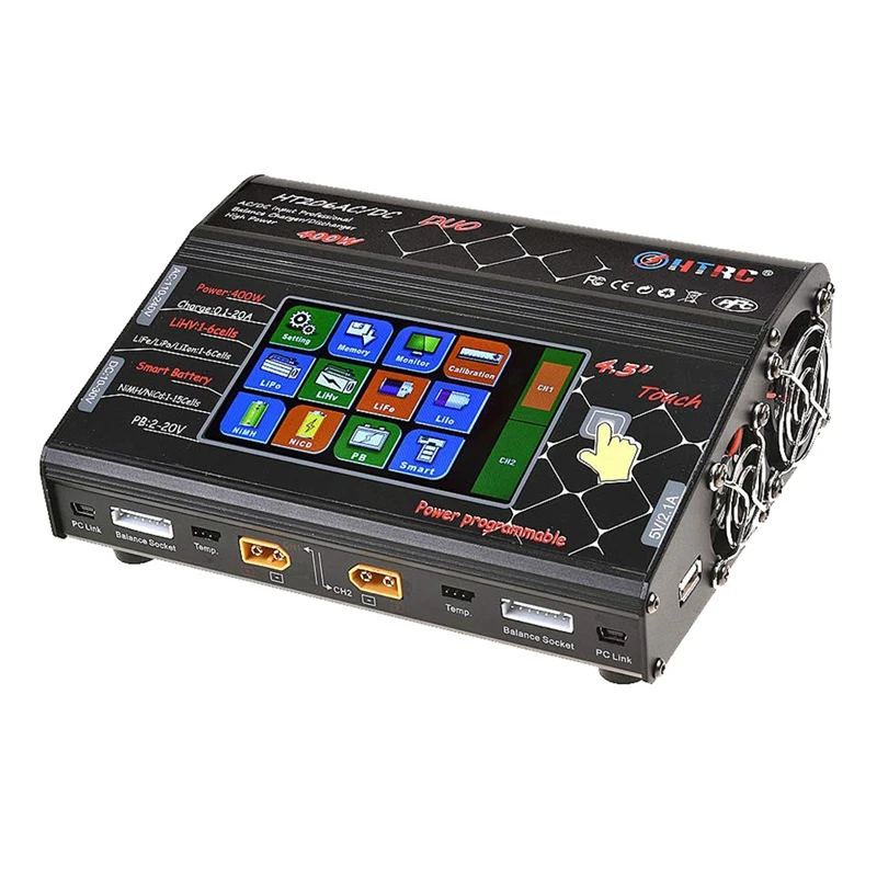 FFYY-HTRC Eu Plug Ht206 Ac/Dc Tri 200Wx3 20Ax3 Triple Port 4.3 Inch Color Lcd Press Screen Rc Balance Charger For Lilon/Lipo/Lif
FFYY-HTRC Eu Plug Ht206 Ac/Dc Tri 200Wx3 20Ax3 Triple Port 4.3 Inch Color Lcd Press Screen Rc Balance Charger For Lilon/Lipo/Lif