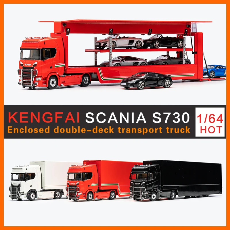 KENGFAI 1:64 Scania S730 двухуровневый буксировочный грузовик литый под давлением модель