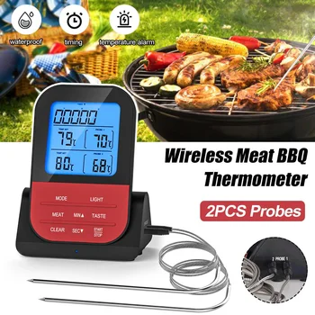 Wireless Waterproof BBQ Thermometer Digital Cooking Meat Food Oven Grilling Thermometer with 2 Probe Timer Function
Wireless Waterproof BBQ Thermometer Digital Cooking Meat Food Oven Grilling Thermometer with 2 Probe Timer Function