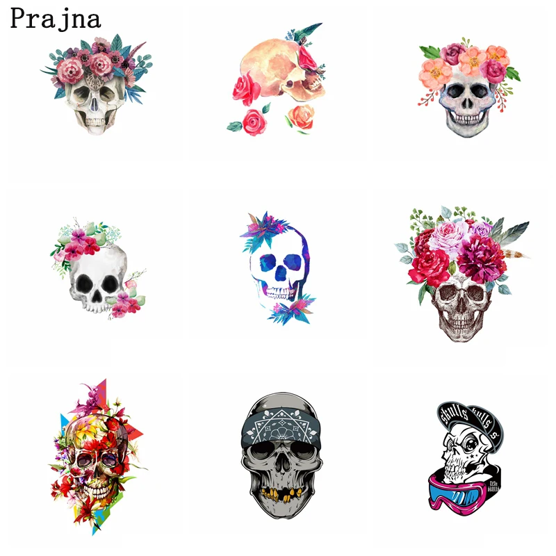 

Punk Skull Rose Patches DIY Iron-On Transfer Heat Transfer Vinyl Thermal Stickers Ironing On Patches On Clothes T-shirt Decor