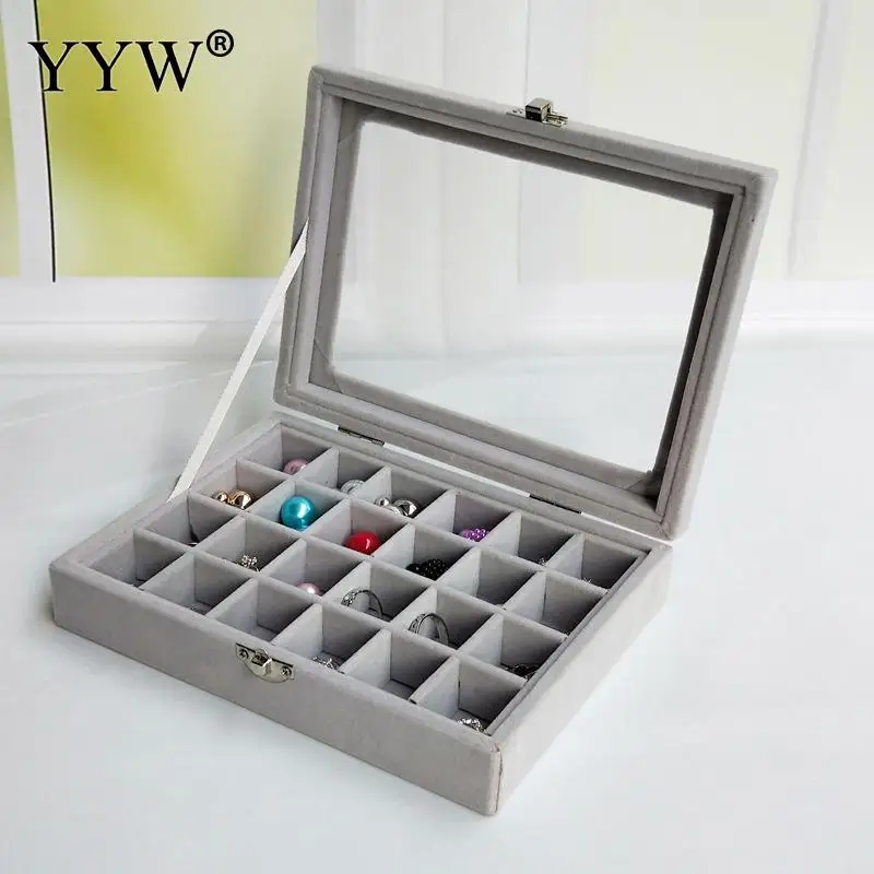 Multifunctional Velveteen Gray Carrying Case Glass Cover Jewelry Ring Display Box Lidy Jewelry Ring Holder Storage Box Organizer
Multifunctional Velveteen Gray Carrying Case Glass Cover Jewelry Ring Display Box Lidy Jewelry Ring Holder Storage Box Organizer