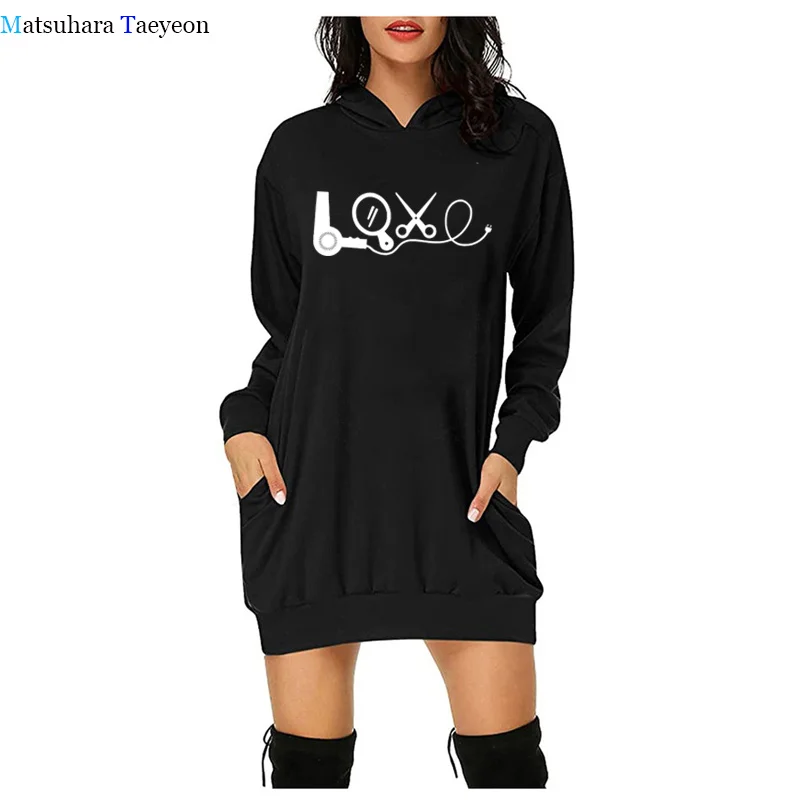 Fashion Dress Autumn Hoodies Hairdresser Barber Print Hooded Pockets Short Sweatshirt Long Sleeve Streetwear Women Dress
Fashion Dress Autumn Hoodies Hairdresser Barber Print Hooded Pockets Short Sweatshirt Long Sleeve Streetwear Women Dress