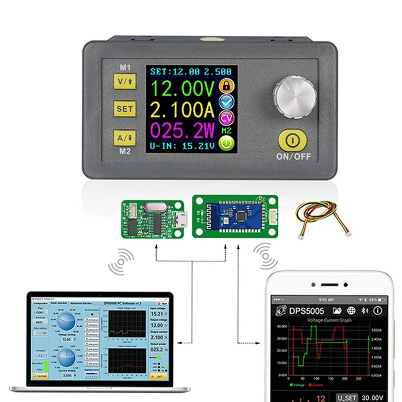 DPS5005 mobile app control DC regulated power supply adjustable switch dimming constant current power board
DPS5005 mobile app control DC regulated power supply adjustable switch dimming constant current power board