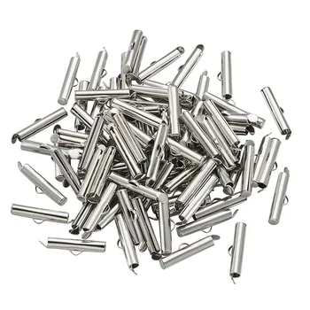 

50pcs Iron Slide On End Clasp Tubes Slider End Caps for Jewelry Making DIY Accessories Findings 20x4mm