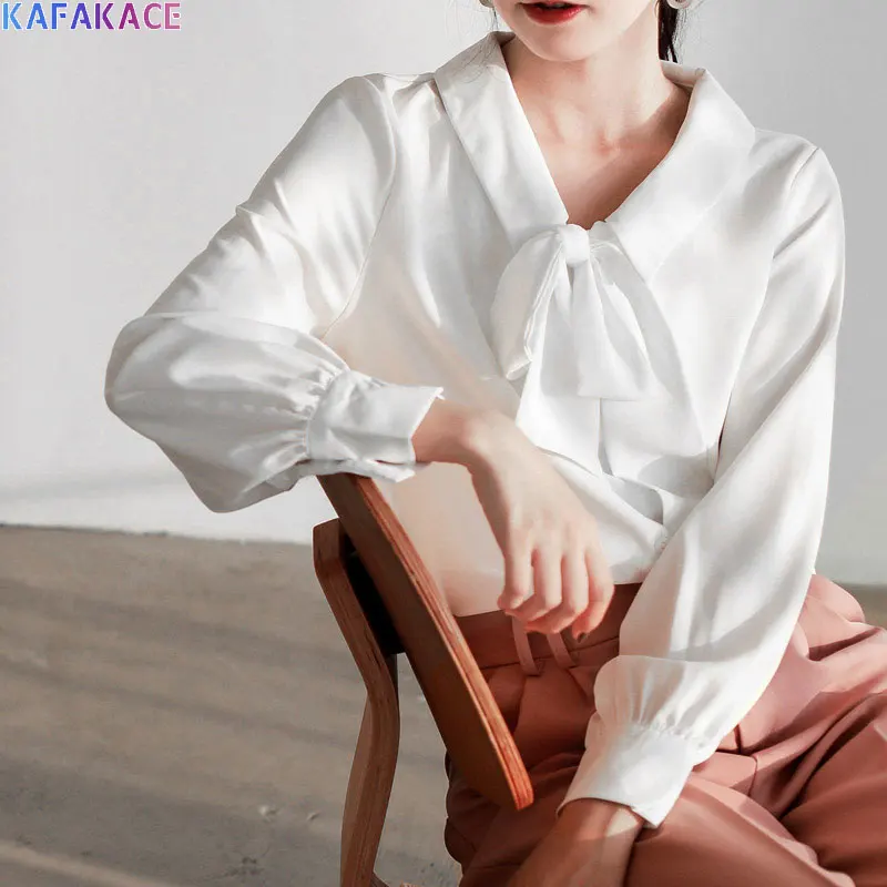 KAFAKACE 2020 Women Chiffon Blouse Solid With Tie Ladies Young White Basic Style Design Casual Fashion Long Sleeve Blouse Shirts
KAFAKACE 2020 Women Chiffon Blouse Solid With Tie Ladies Young White Basic Style Design Casual Fashion Long Sleeve Blouse Shirts