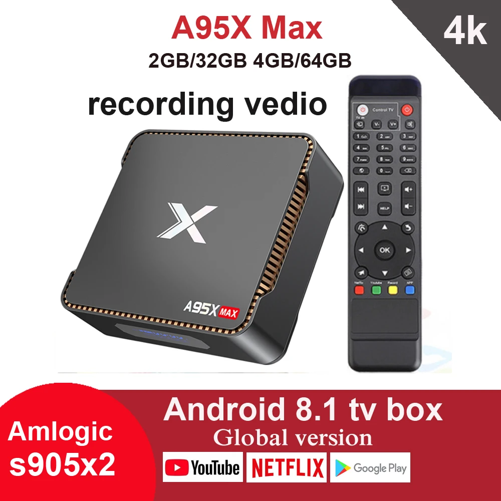 A95X Max Smart Android 8.1 TV Box Amlogic S905x2 Quad Core 2GB32GB 4GB64GB 2.4G 5G Wifi Netflix Youtube 4K IPTV Media Player
A95X Max Smart Android 8.1 TV Box Amlogic S905x2 Quad Core 2GB32GB 4GB64GB 2.4G 5G Wifi Netflix Youtube 4K IPTV Media Player