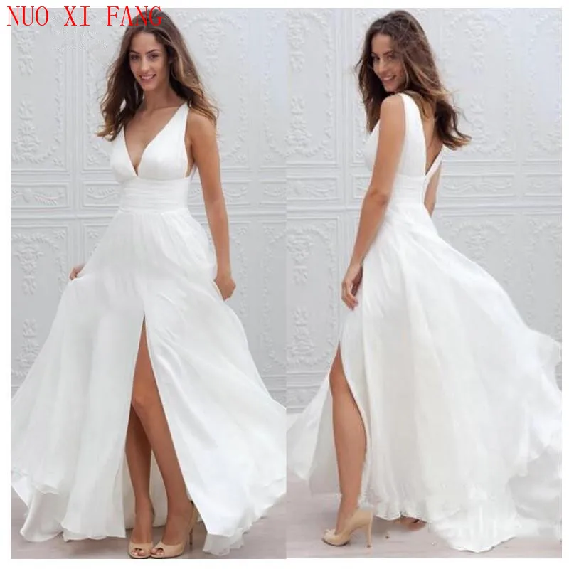 NUOXIFANG Simple Boho V Neck Beach Wedding Dress 2020 Robe De Mariee Side Split Sexy Bridal Dress Chiffon Wedding Dresses
NUOXIFANG Simple Boho V Neck Beach Wedding Dress 2020 Robe De Mariee Side Split Sexy Bridal Dress Chiffon Wedding Dresses