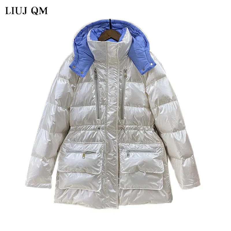 Winter 2020 New Down Jacket Women Hooded Mid-length Korean Style Contrast Color Fashion Waist Warm White Duck Down Woman Jacket
Winter 2020 New Down Jacket Women Hooded Mid-length Korean Style Contrast Color Fashion Waist Warm White Duck Down Woman Jacket