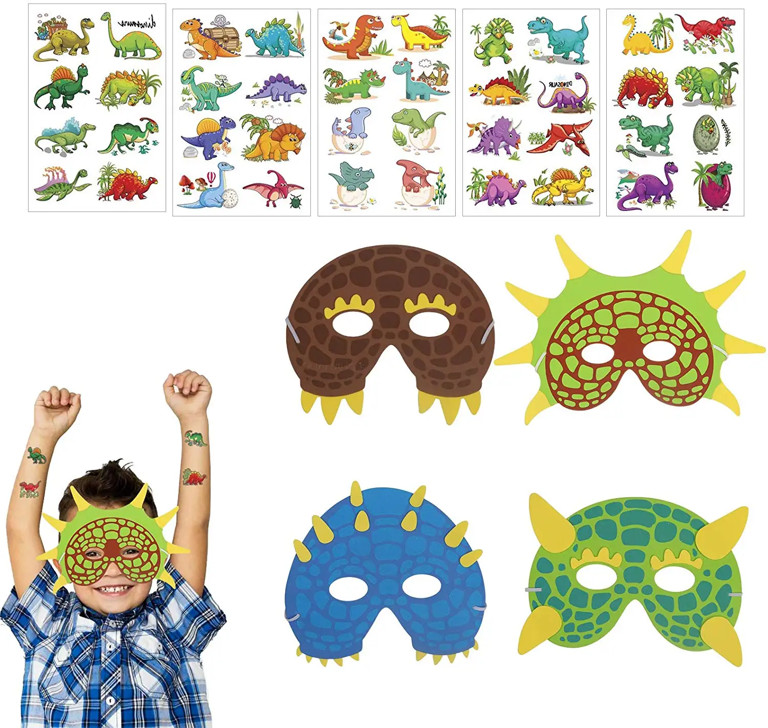 12 Pcs Dinosaur Foam Masks Children's Animal Face Masks with 40 Pcs (Pack of 5 Sheets) Dinosaur Temporary Tattoos Kids Birthday
12 Pcs Dinosaur Foam Masks Children's Animal Face Masks with 40 Pcs (Pack of 5 Sheets) Dinosaur Temporary Tattoos Kids Birthday