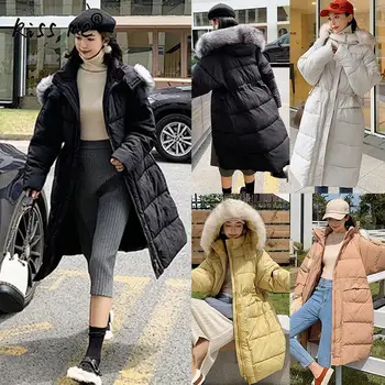 Fashion Mid Long Style Solid Parkas Women Down Cotton Clothing Hooded Winter Thermal Warm Down Coat Female Windproof Down Jacket 
Fashion Mid Long Style Solid Parkas Women Down Cotton Clothing Hooded Winter Thermal Warm Down Coat Female Windproof Down Jacket