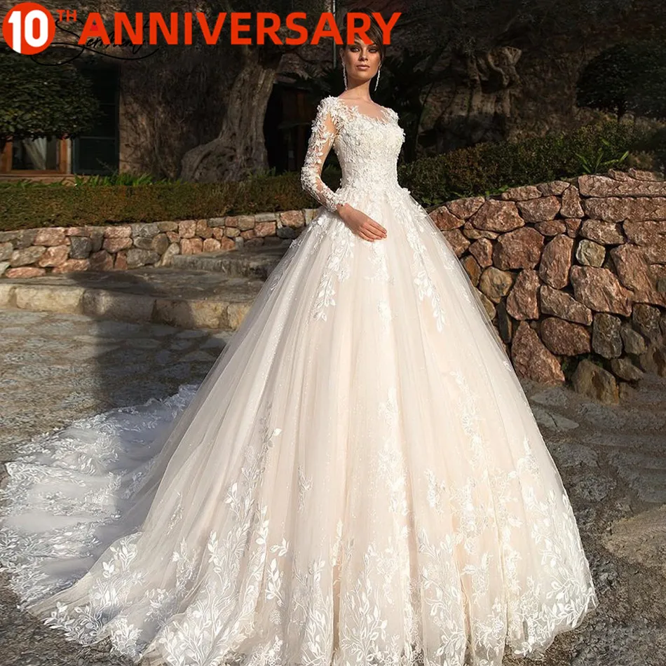 BAZIIINGAAA Luxury Long Sleeve Applique Lace Crew Neck Wedding Dress for French Brides and Muslims Support Tailor-made
BAZIIINGAAA Luxury Long Sleeve Applique Lace Crew Neck Wedding Dress for French Brides and Muslims Support Tailor-made