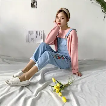 Flowers Embroidery Hole Denim Jumpsuit Floral Women Casual Pockets Loose Rompers Ankle - Length Overalls
Flowers Embroidery Hole Denim Jumpsuit Floral Women Casual Pockets Loose Rompers Ankle - Length Overalls
