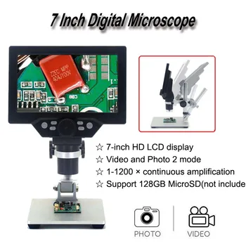 1-1200X G1200 Digital Microscope Electronic Video Microscope 7 Inch LCD Display 12MP Continuous Amplify Magnifier with Battery
1-1200X G1200 Digital Microscope Electronic Video Microscope 7 Inch LCD Display 12MP Continuous Amplify Magnifier with Battery