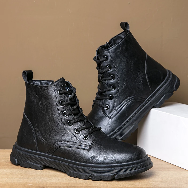 Men's Winter Retro PU Leather Motorcycle Boots Rounded Toe High Tops Lace-up Shoes Black
Men's Winter Retro PU Leather Motorcycle Boots Rounded Toe High Tops Lace-up Shoes Black