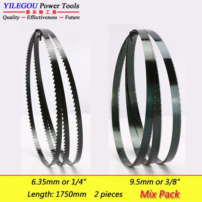 

2 Pieces 10" 1750mm Band Saw Blades. 1750mm x 6.35mm(1/4") or 9.5mm(3/8") With 6, 14Tpi Woodworking Band Saw Blade Cutting Curve
