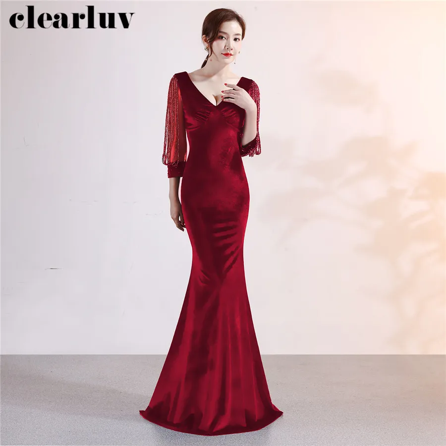 Velour Evening Dresses Beading Plus Size Party Dress DX304-2 Mermaid Formal Dress Burgundy Three Quarter Sleeve Robe De Soiree
Velour Evening Dresses Beading Plus Size Party Dress DX304-2 Mermaid Formal Dress Burgundy Three Quarter Sleeve Robe De Soiree