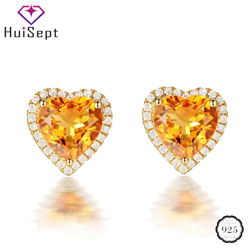 HuiSept Trendy 925 Silver Jewelry Stud Earrings for Female Heart-shape Citrine Zircon Gemstones Earrings Wedding Party Wholesale
HuiSept Trendy 925 Silver Jewelry Stud Earrings for Female Heart-shape Citrine Zircon Gemstones Earrings Wedding Party Wholesale