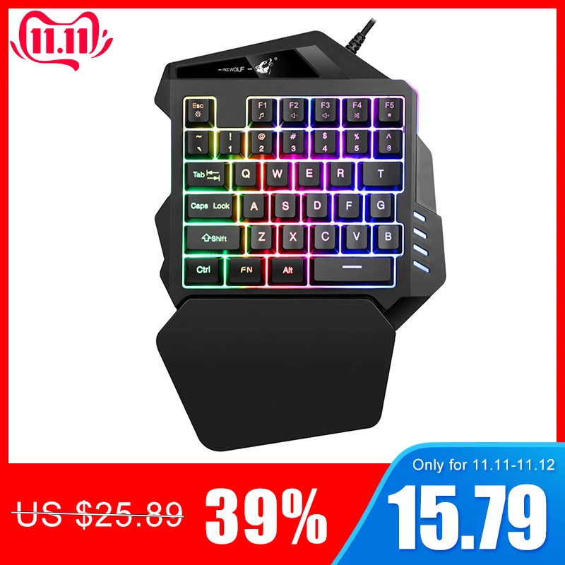 Mini One Hand Keyboard Portable Wired Gaming Keyboard with LED Backlight 35 Keys Keypad for LOL/PUBG/CF Gamer
Mini One Hand Keyboard Portable Wired Gaming Keyboard with LED Backlight 35 Keys Keypad for LOL/PUBG/CF Gamer